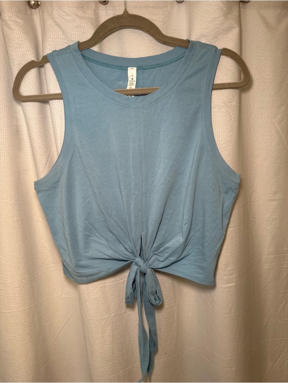 lululemon athletica Sky Blue Tie-Front Crop Top